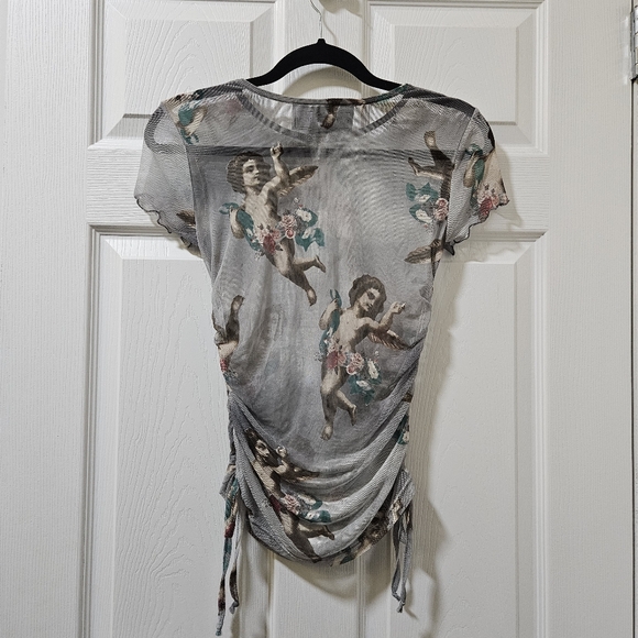 NWOT Mesh Cherub Print Tee - Picture 2 of 4